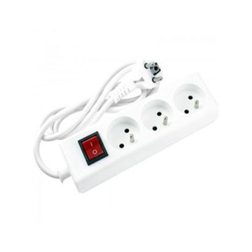 BLOC MULTIPRISE SOMEF 3 MODULES AVEC INTERRUPTEUR 1.4M - BLANC